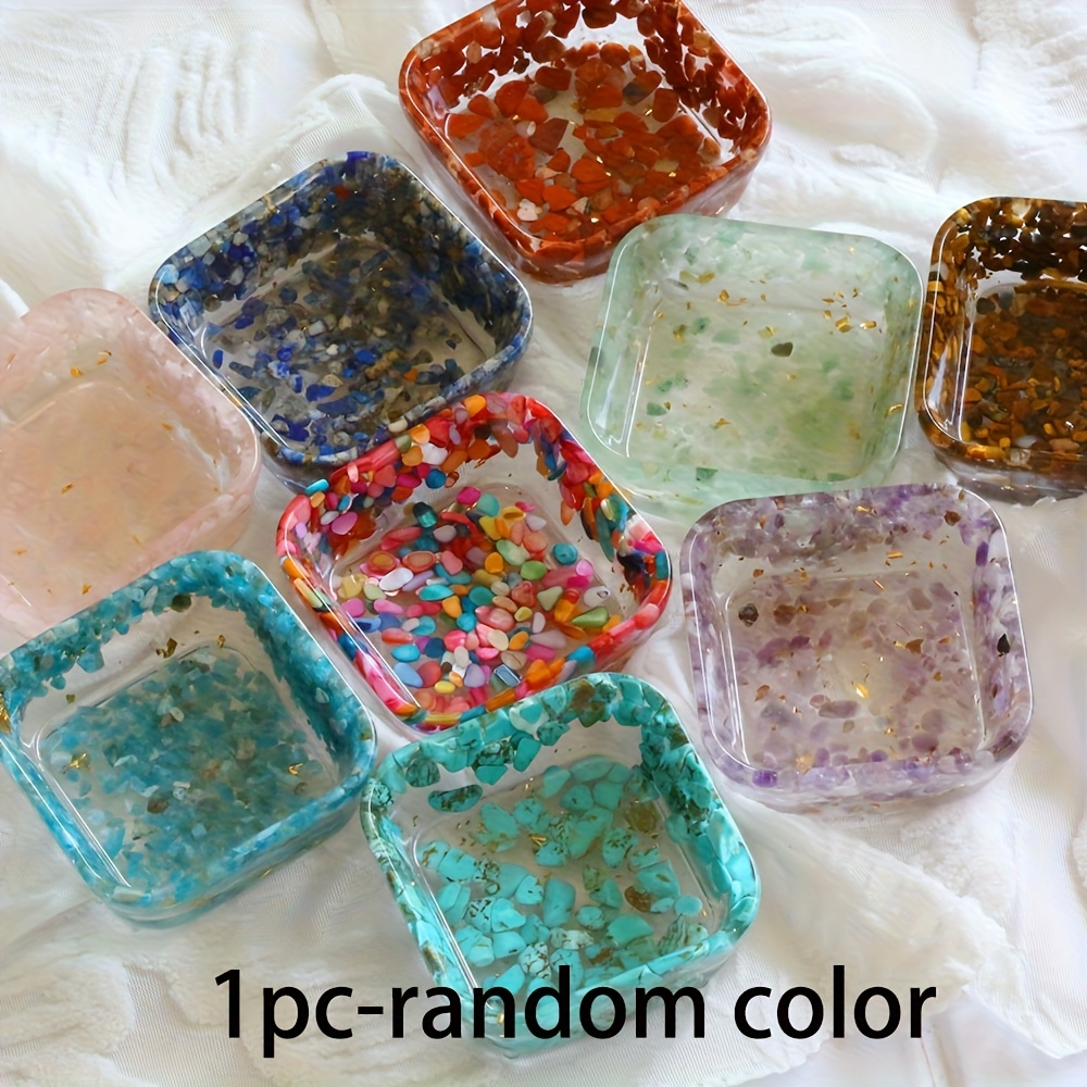 Random Color Resin Crystal Broken Stone Square Bowl